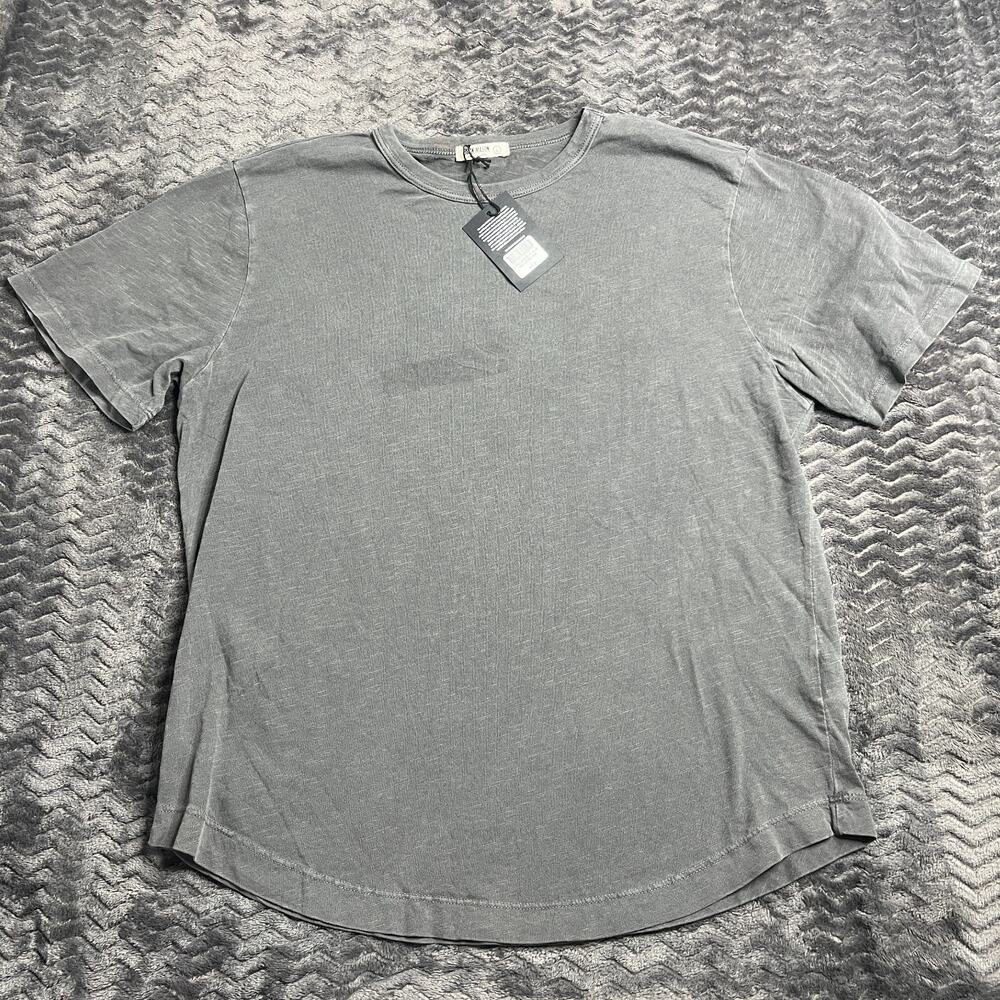 Buck Mason Venice Wash Slub T-Shirt Men L Coal Gray Curved Hem Tee Cotton NWT